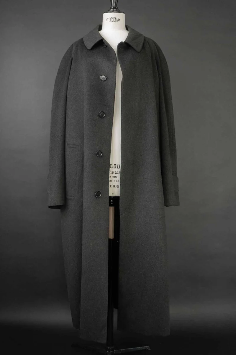 Vintage Maxi Kaschmirmantel Anthrazit, M–XL