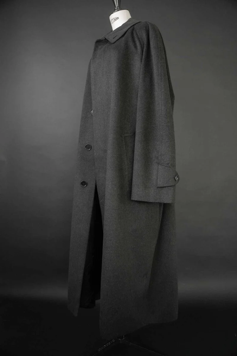 Vintage Maxi Kaschmirmantel Anthrazit, M–XL
