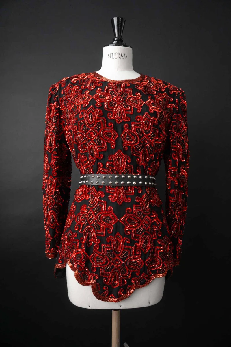 Vintage Nieten-Gürtel – Schwarzes Leder, L–XL