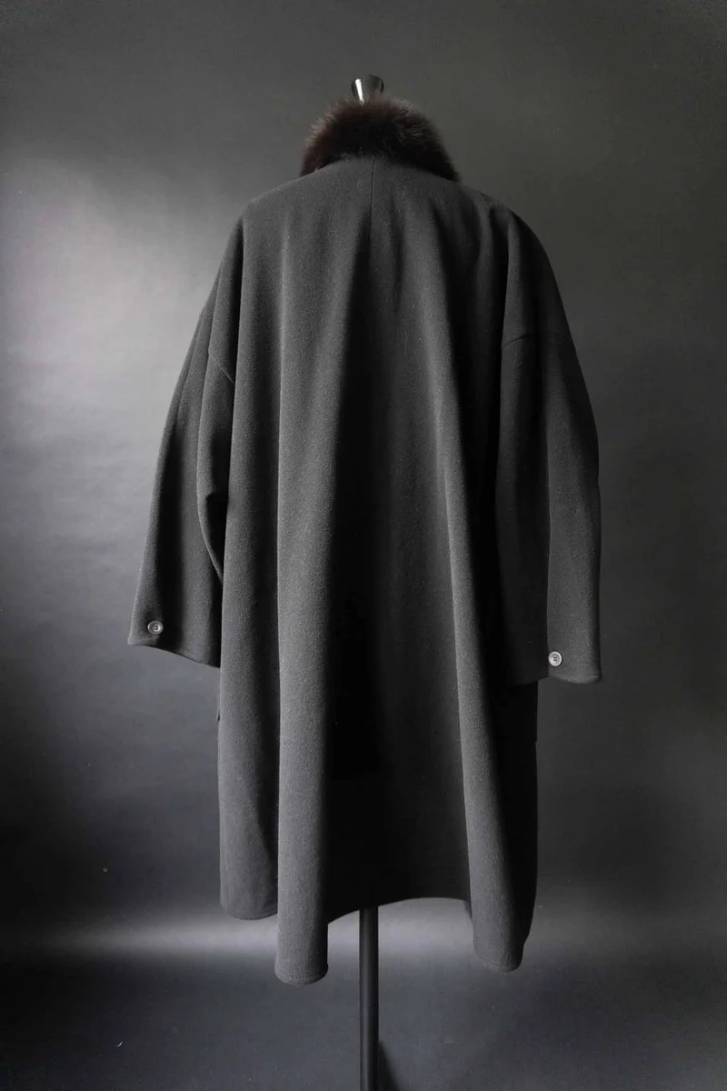 Vintage Wollmantel mit Fake-Fur-Besatz, L–XXL
