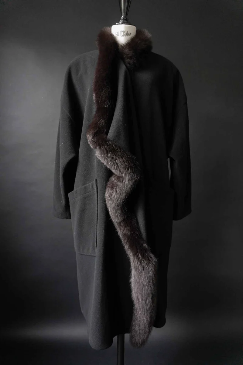 Vintage Wollmantel mit Fake-Fur-Besatz, L–XXL