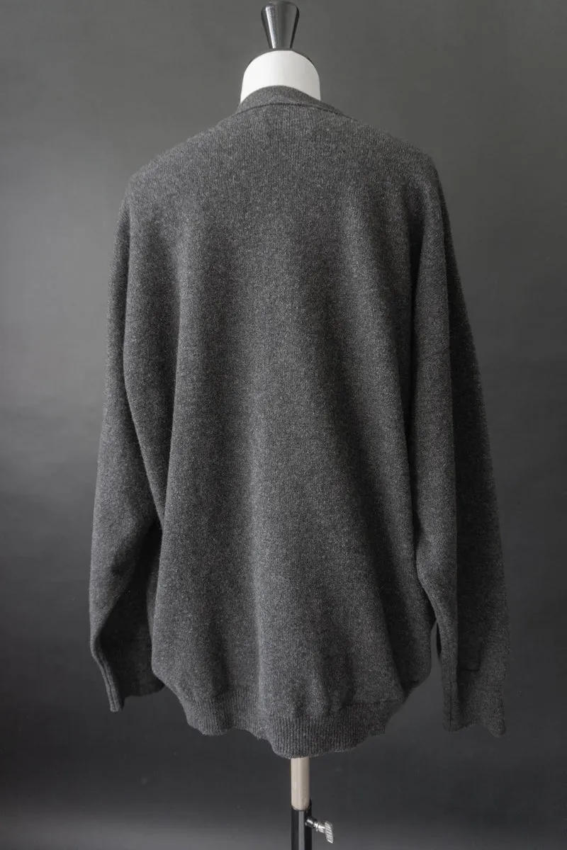 Vintage Strickjacke, Grau Karo Wolle Peter Prince, L
