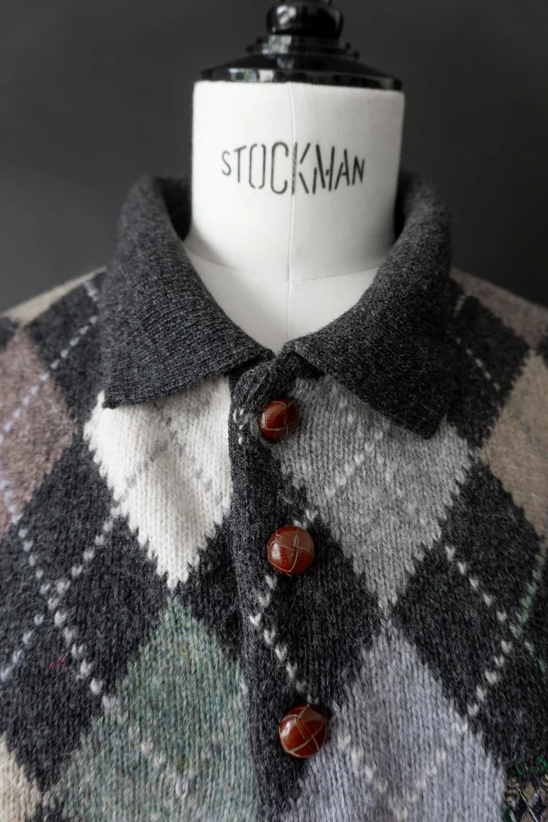 Vintage Burlington Pullover, Karo, M–L
