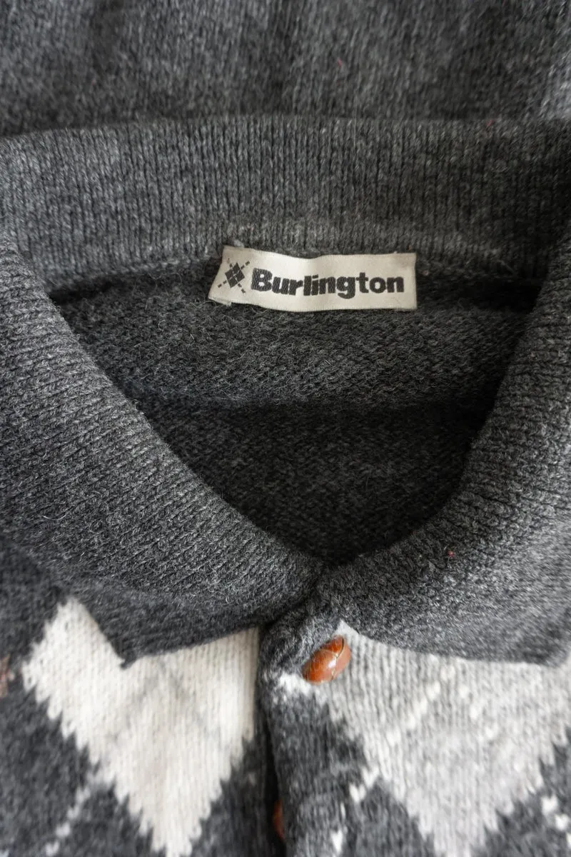 Vintage Burlington Pullover, Karo, M–L