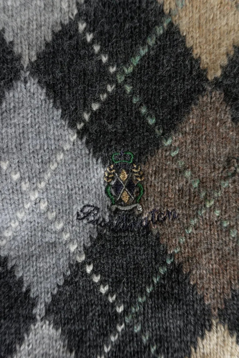 Vintage Burlington Pullover, Karo, M–L