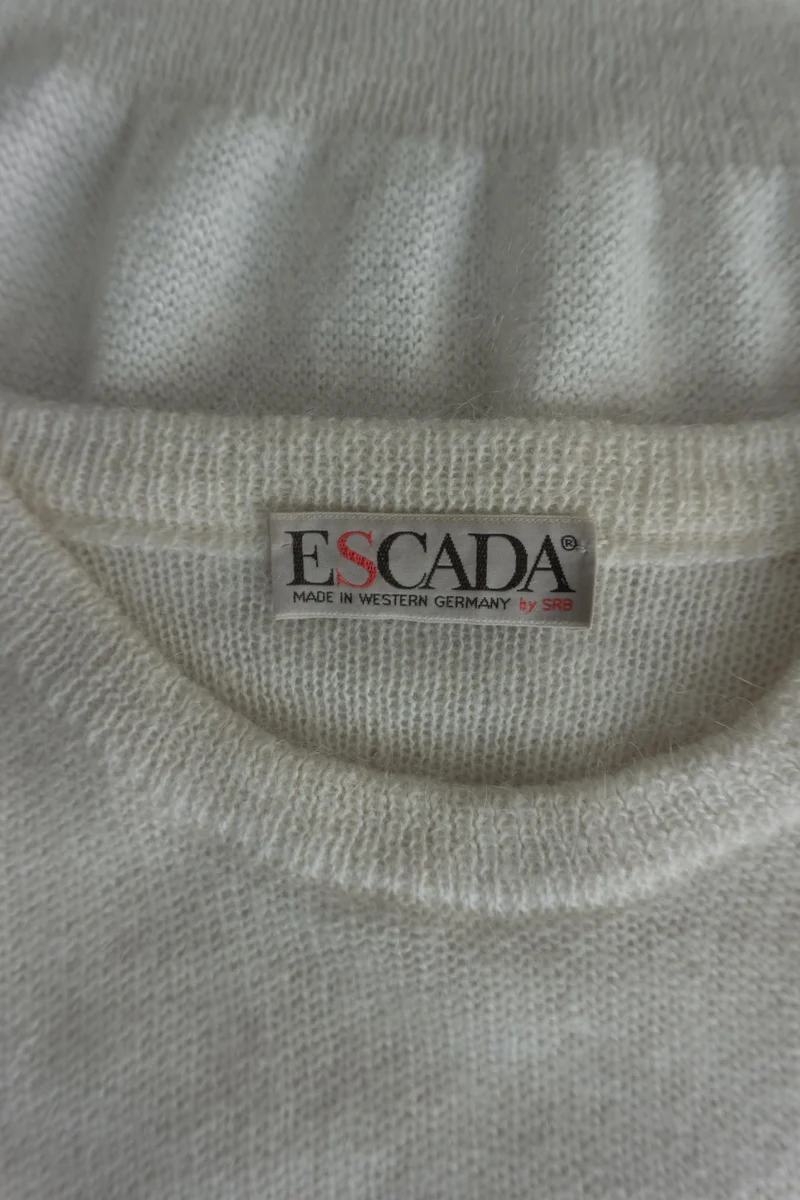 Vintage Escada 80s Mohairpullover, Creme, XS–S