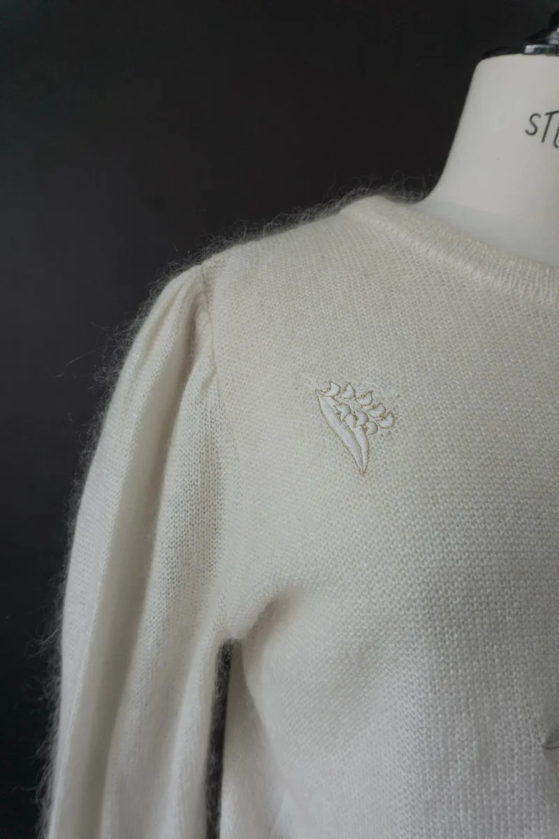 Vintage Escada 80s Mohairpullover, Creme, XS–S