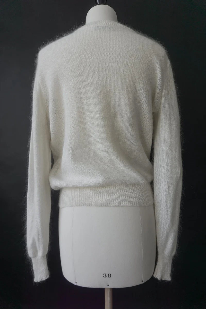 Vintage Escada 80s Mohairpullover, Creme, XS–S