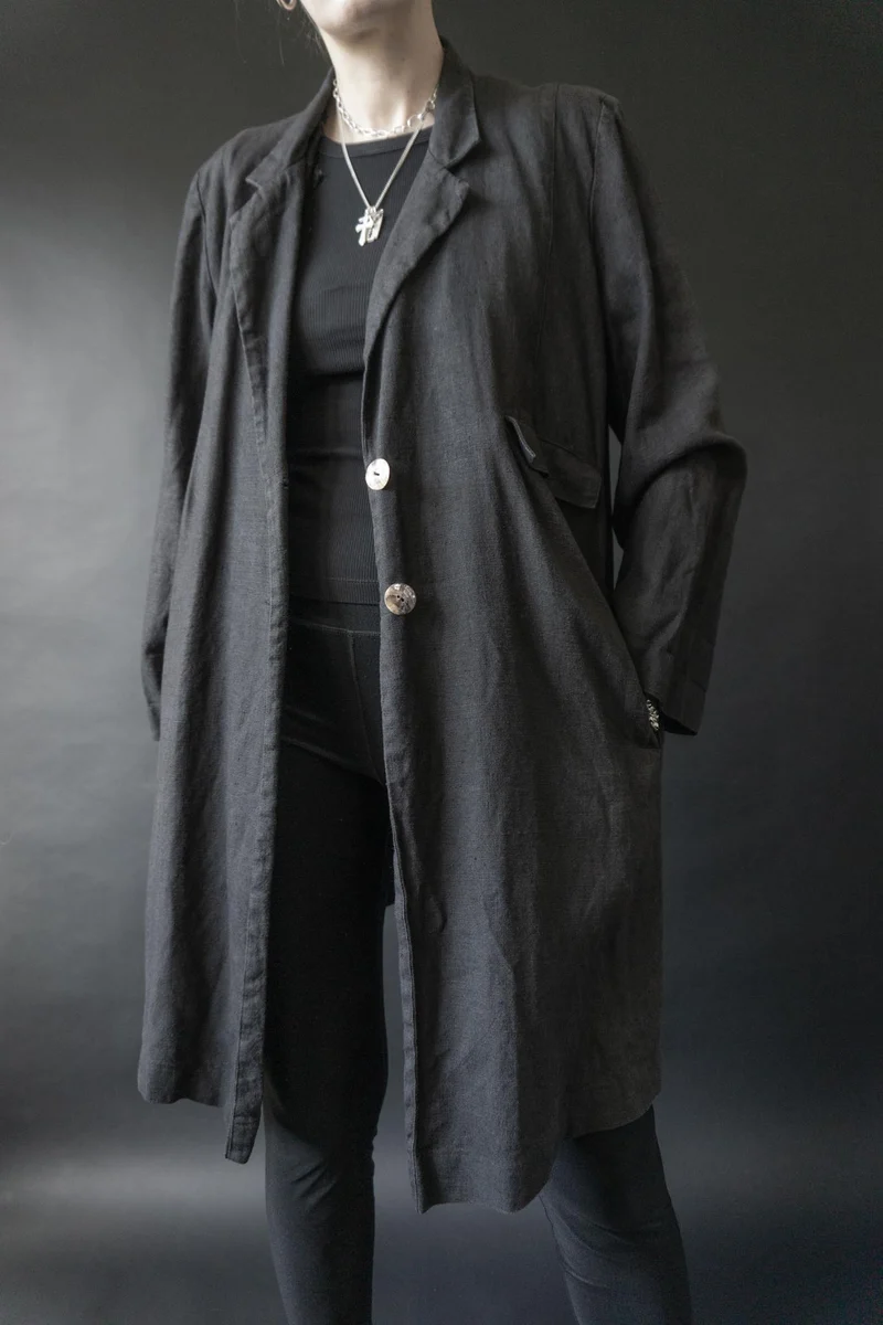 Vintage Kathrin Aargad Leinenmantel, M–L