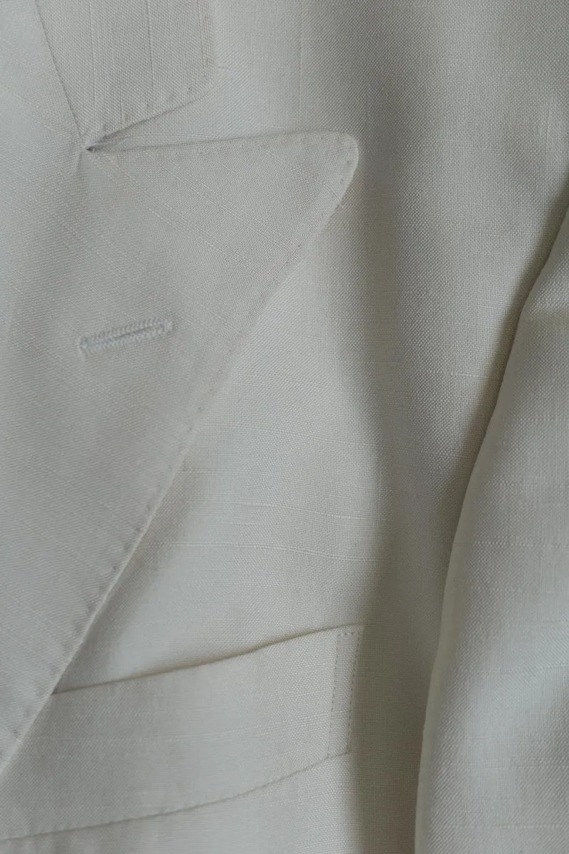 Vintage Windsor Blazer, Weiß Seide 80s, M–L