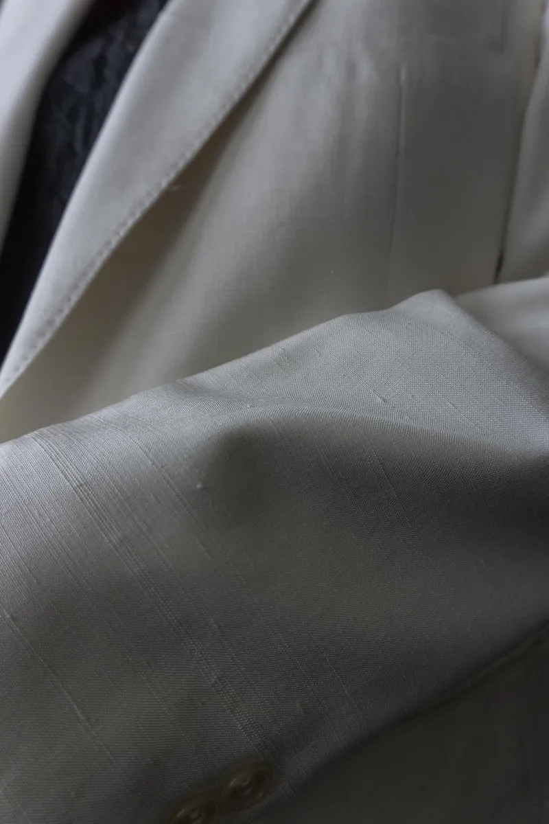 Vintage Windsor Blazer, Weiß Seide 80s, M–L