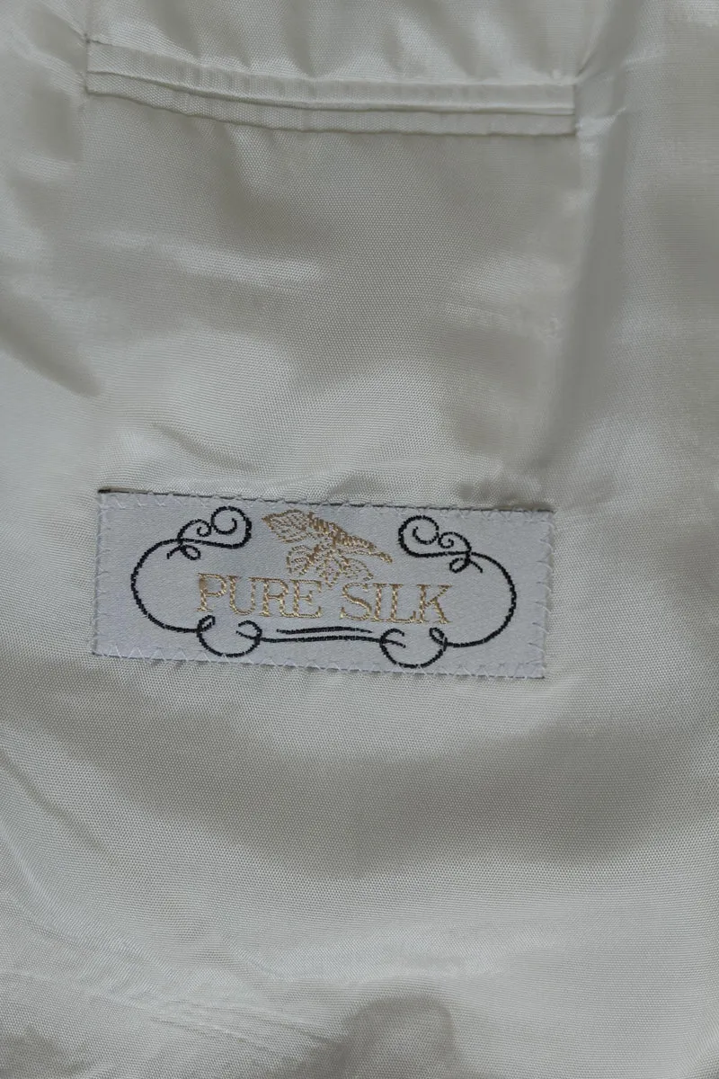 Vintage Windsor Blazer, Weiß Seide 80s, M–L