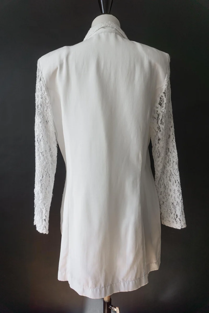 Vintage Blazer, Weiß mit Spitze, XS–S