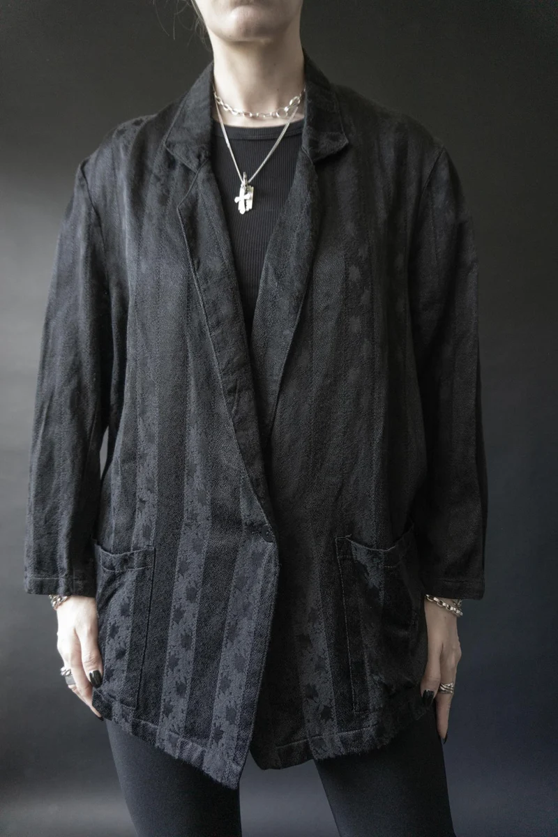 Vintage Oversized Blazer, Schwarz, S–M
