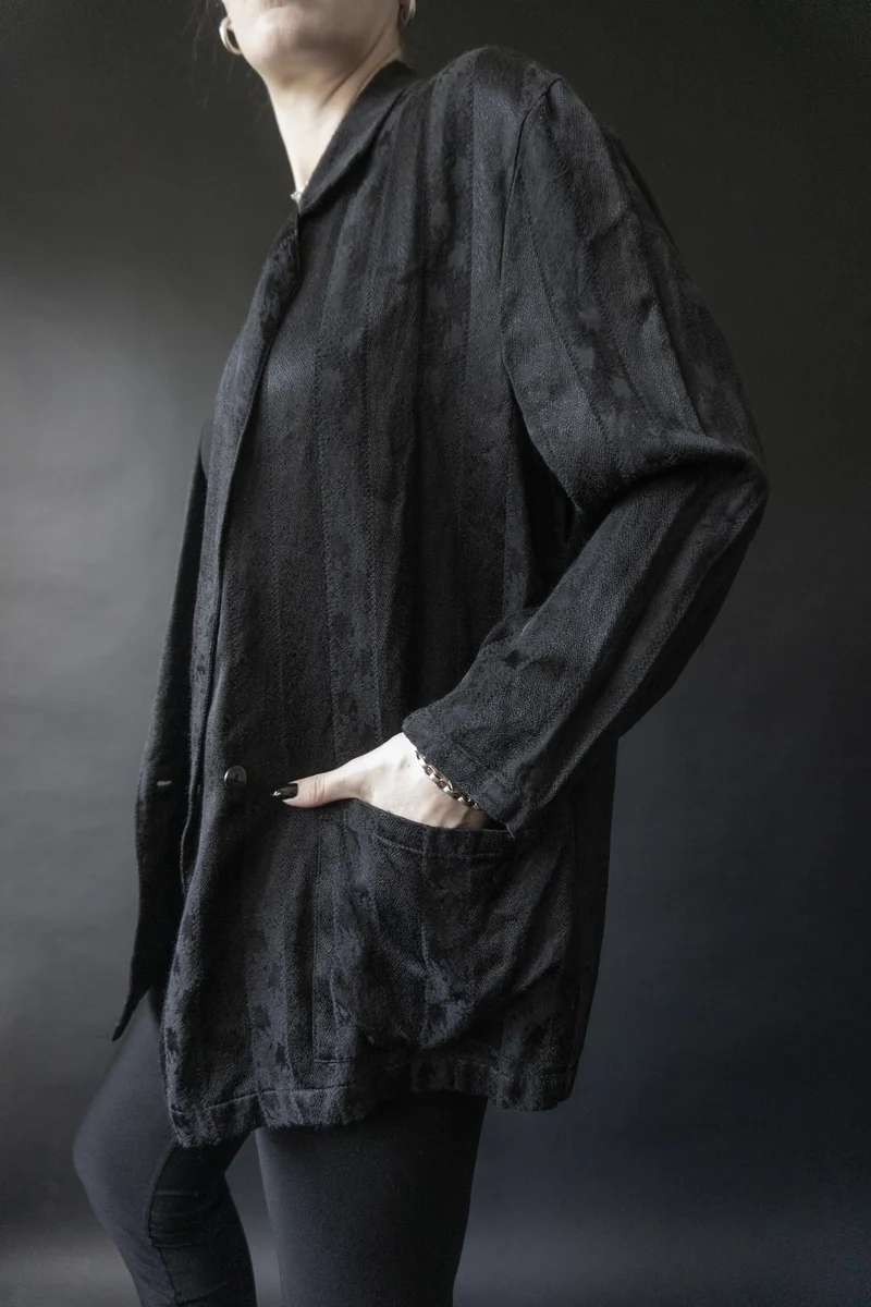 Vintage Oversized Blazer, Schwarz, S–M