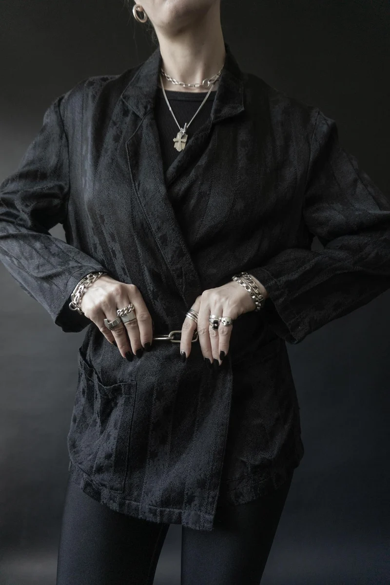 Vintage Oversized Blazer, Schwarz, S–M