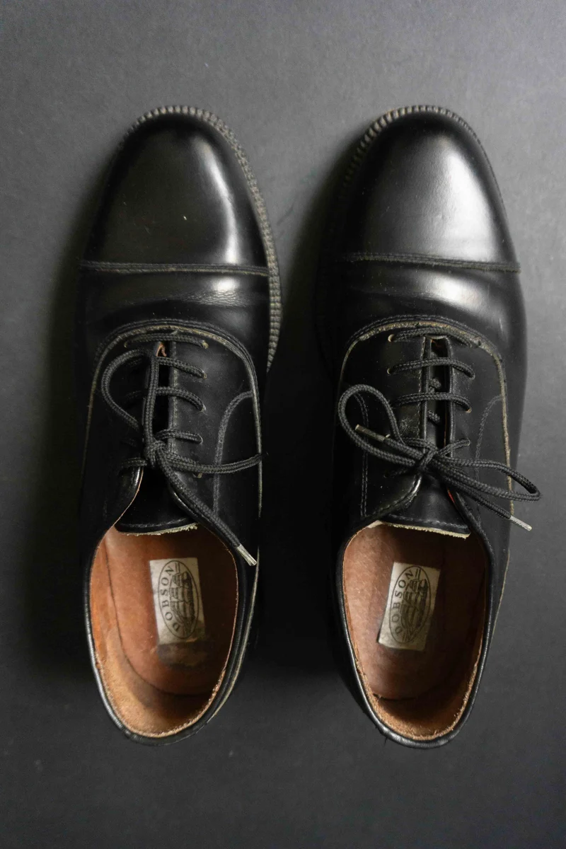 Vintage Halbschuhe Schwarzes Leder, Goth, 41