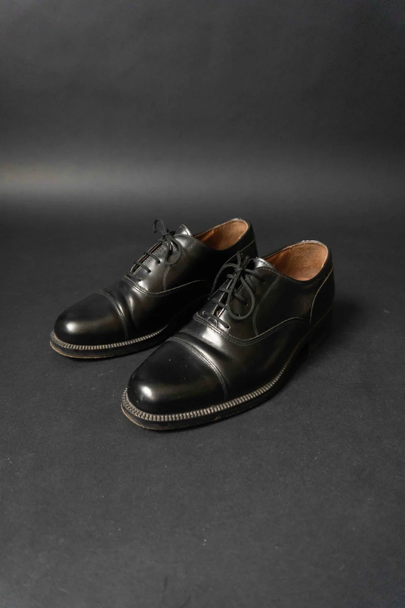 Vintage Halbschuhe Schwarzes Leder, Goth, 41