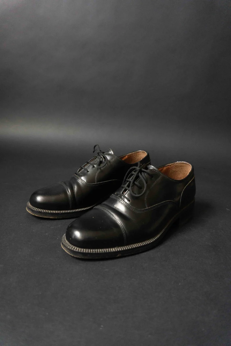 Vintage Halbschuhe Schwarzes Leder, Goth, 41