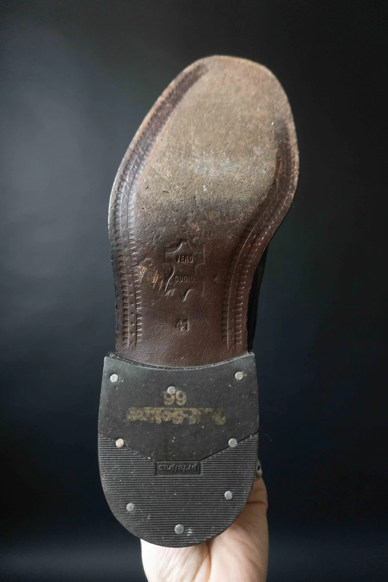 Vintage Halbschuhe Schwarzes Leder, Goth, 41