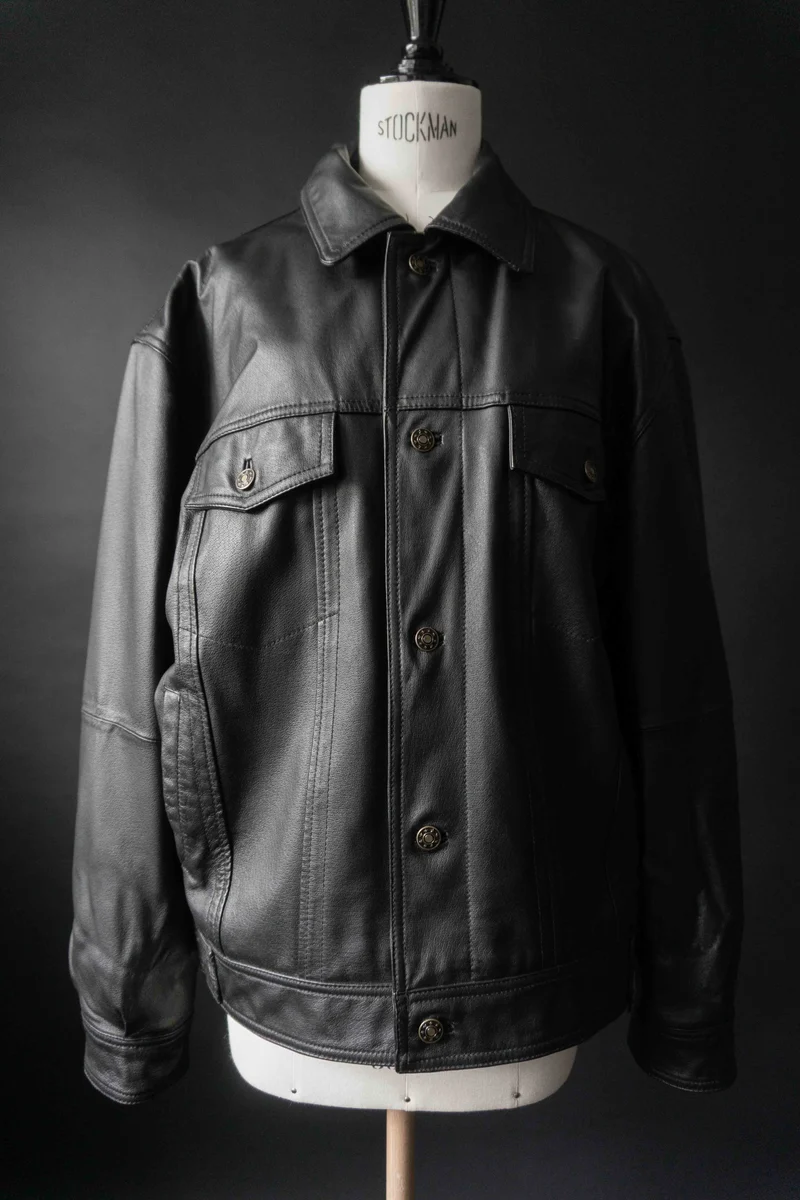 Vintage Lederjacke 90s Schwarz, M–L