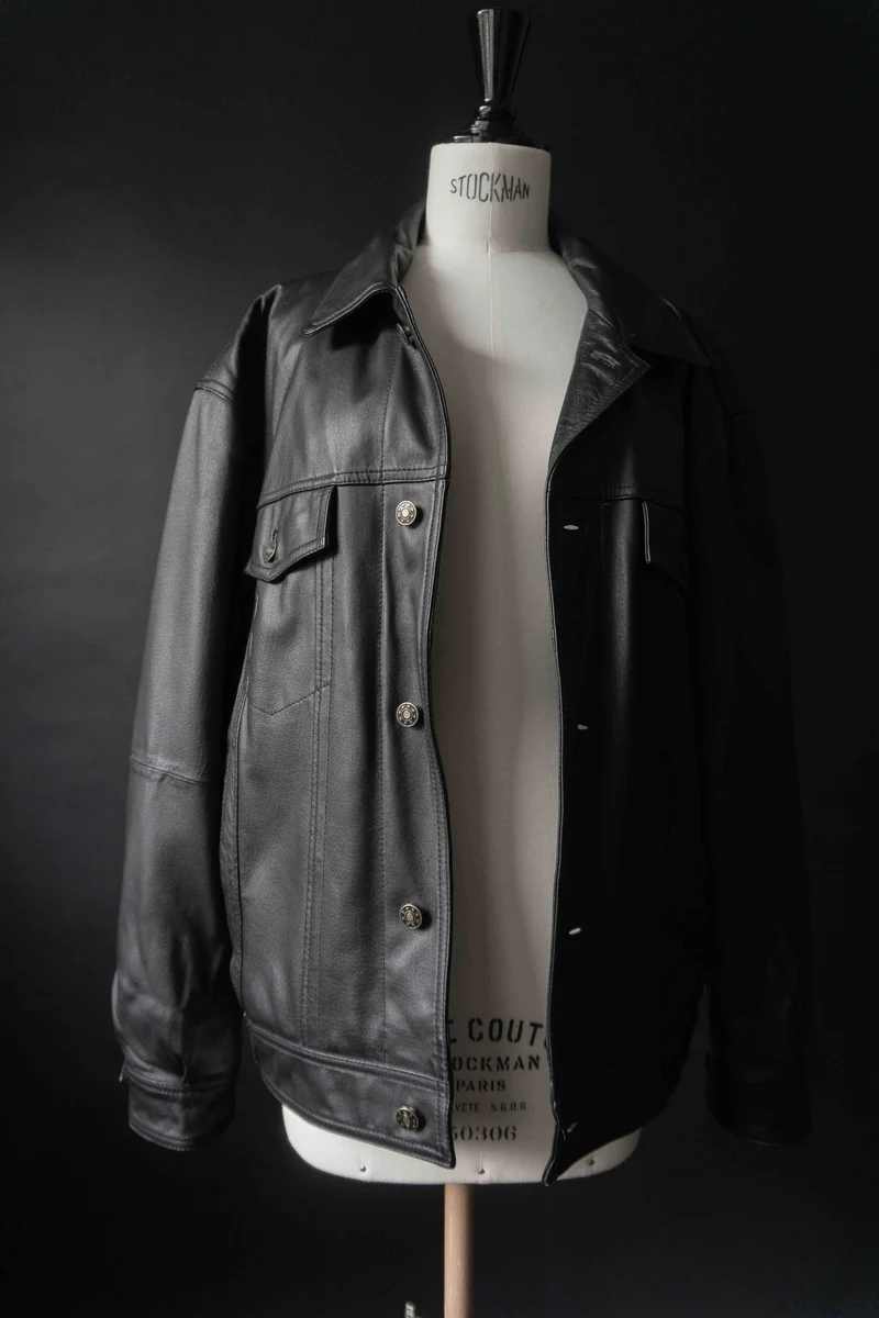 Vintage Lederjacke 90s Schwarz, M–L