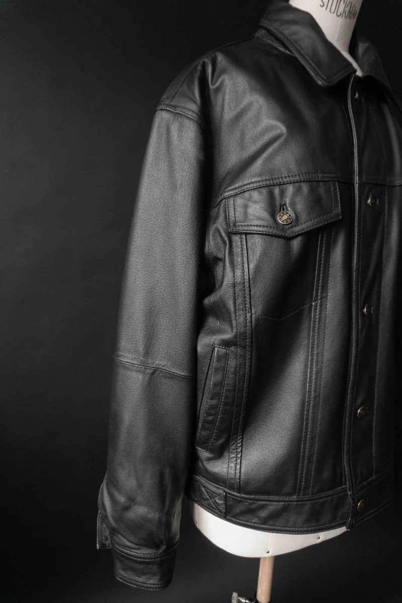 Vintage Lederjacke 90s Schwarz, M–L