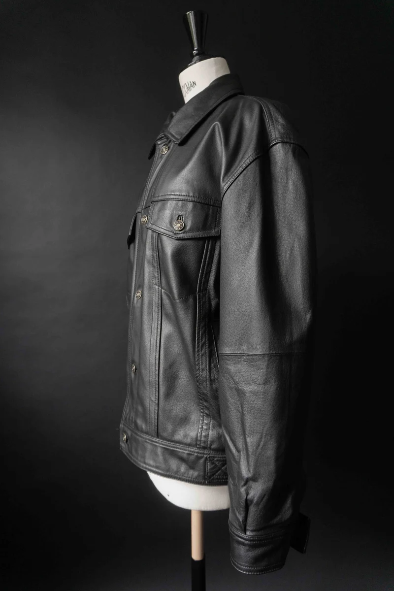 Vintage Lederjacke 90s Schwarz, M–L