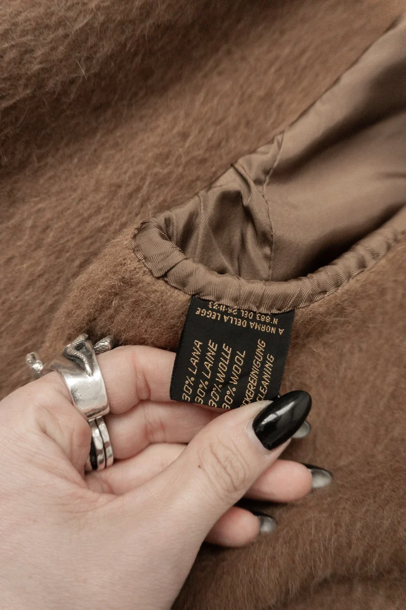 Alpaka Mohair Mantel Beige, M–XL