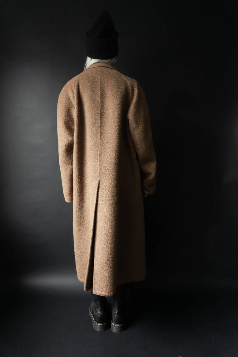 Alpaka Mohair Mantel Beige, M–XL