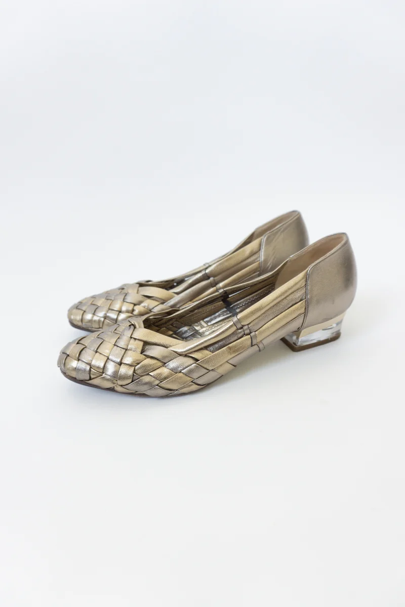 Ballerinas Gold Geflochten Leder 39