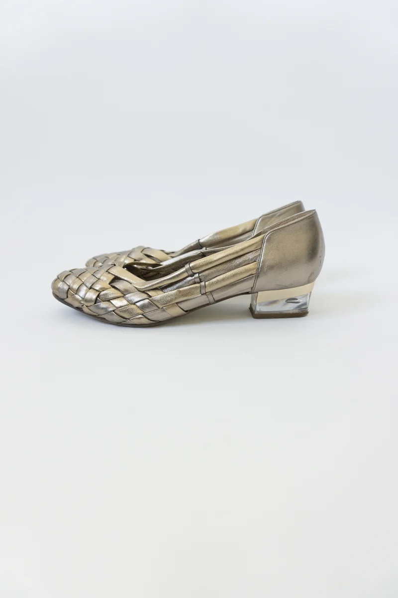 Ballerinas Gold Geflochten Leder 39