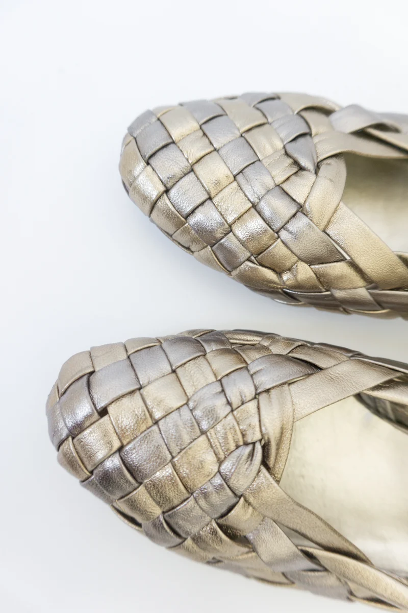 Ballerinas Gold Geflochten Leder 39