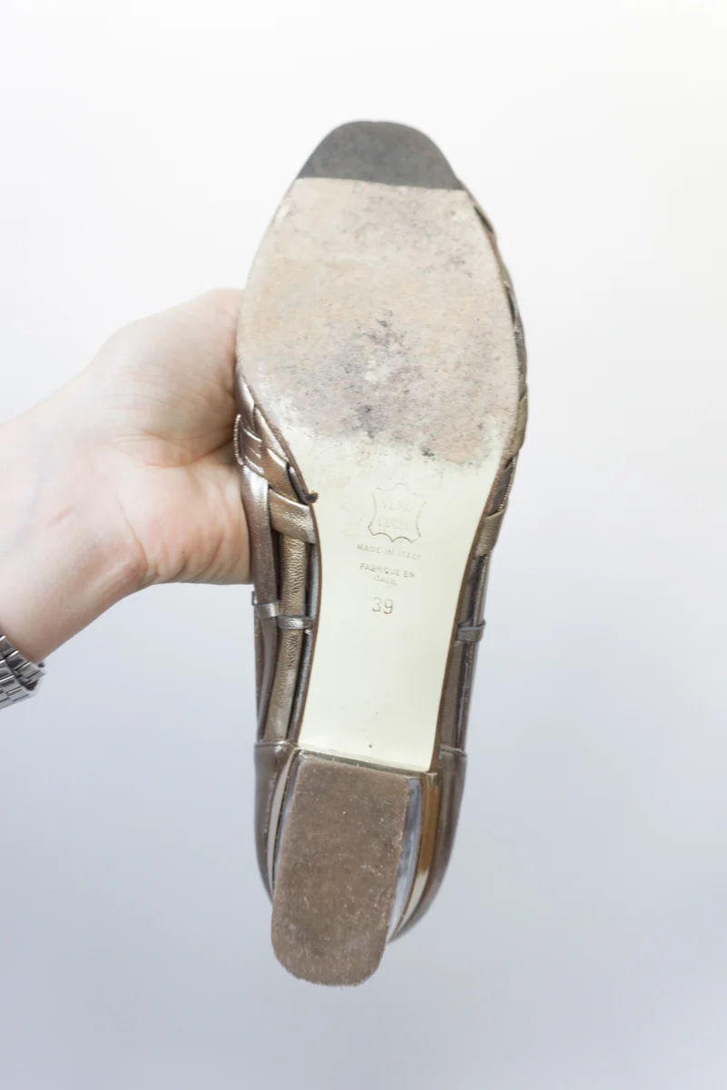 Ballerinas Gold Geflochten Leder 39