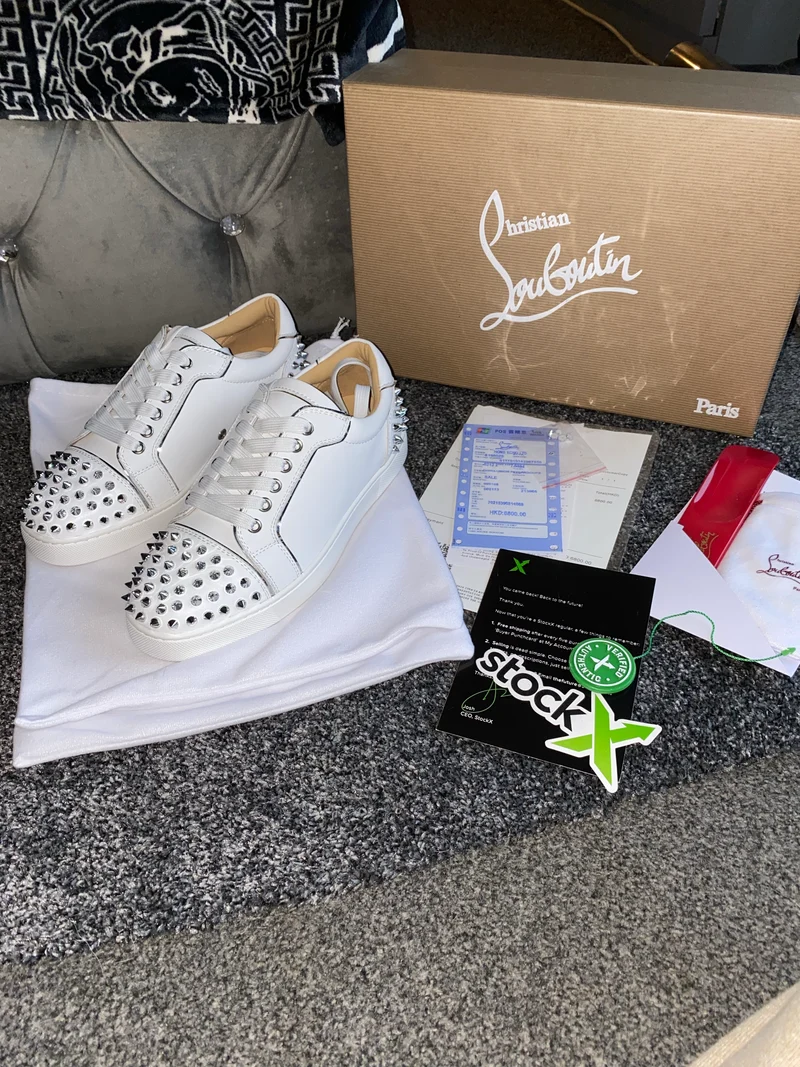 White Leather Studded Trainers