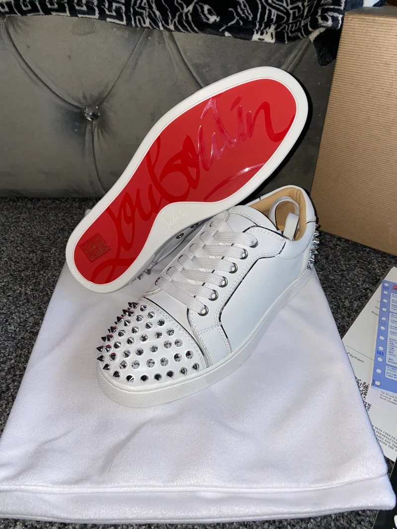 White Leather Studded Trainers