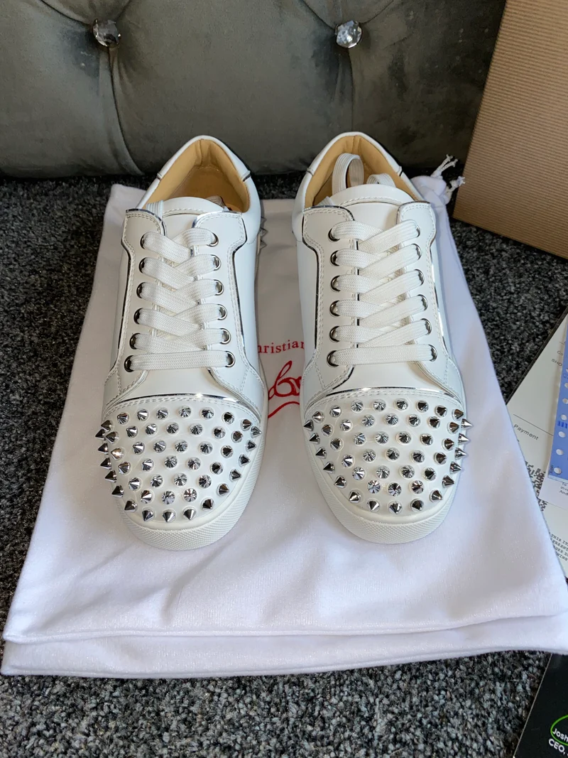 White Leather Studded Trainers