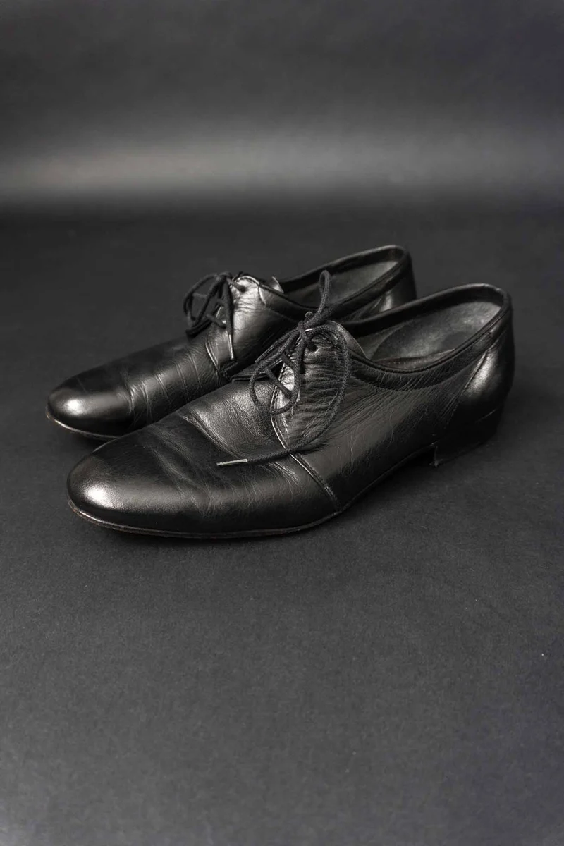 Vintage 80s Halbschuhe, Black Gothic Minimalism, 41