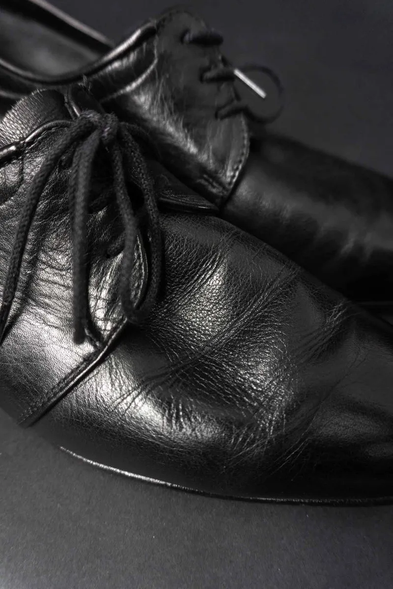Vintage 80s Halbschuhe, Black Gothic Minimalism, 41