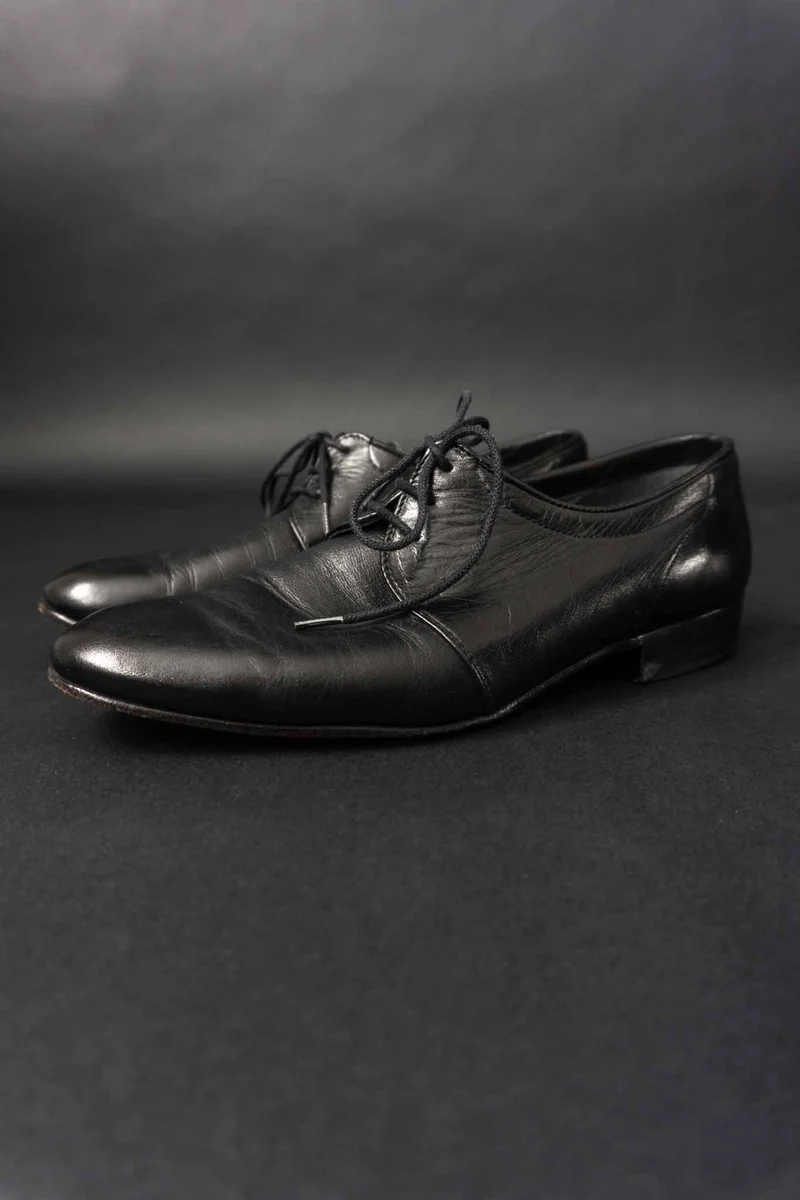 Vintage 80s Halbschuhe, Black Gothic Minimalism, 41
