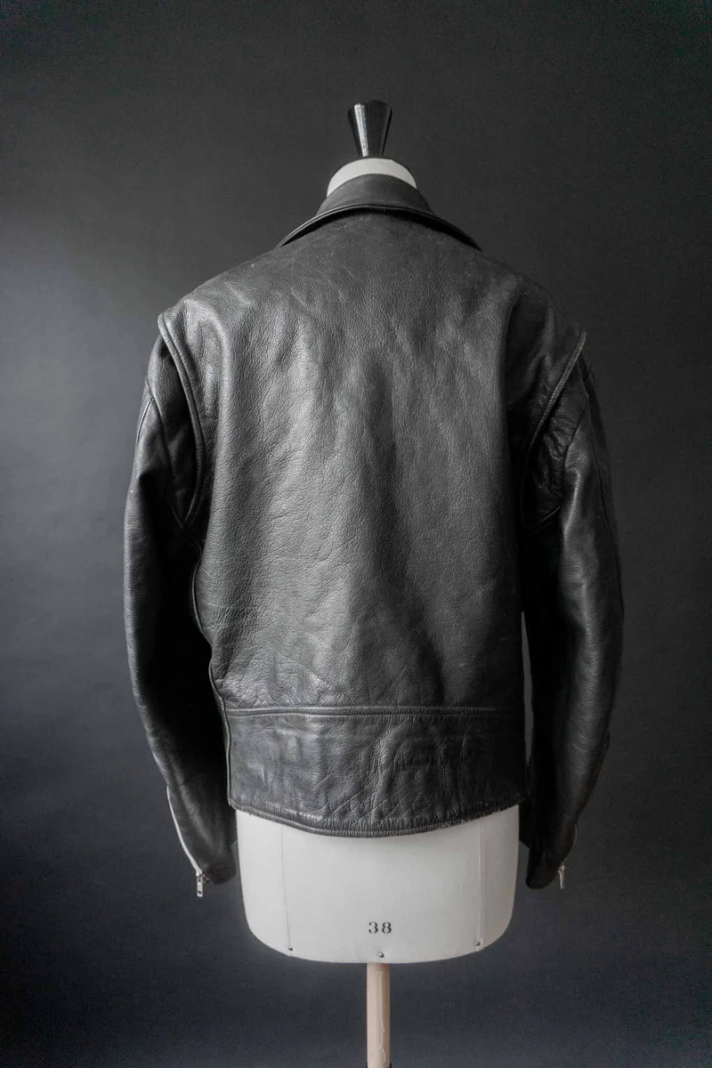 Vintage 80s Biker Lederjacke Schwarz, M–XL