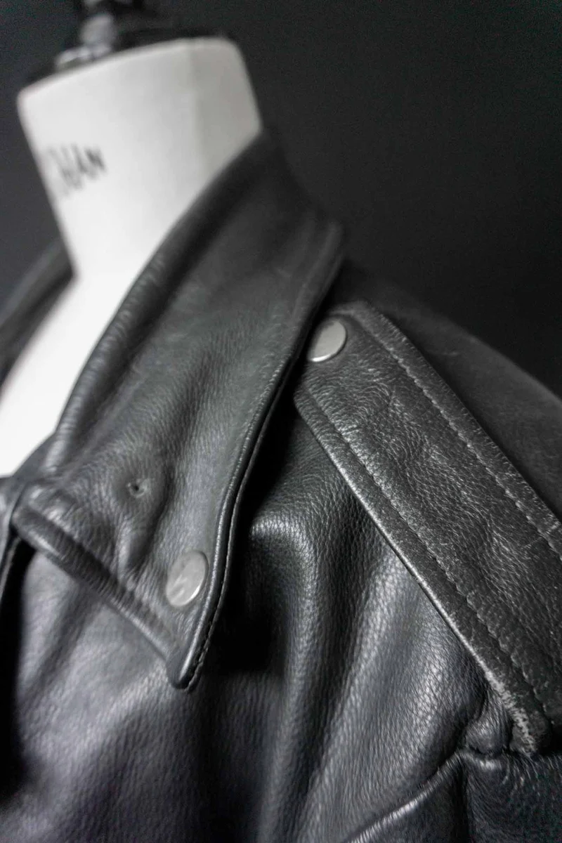 Vintage 80s Biker Lederjacke Schwarz, M–XL