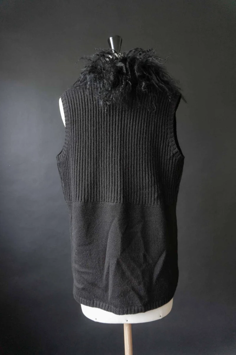 Vintage Y2K Strickweste mit Shearling Kragen, S–M