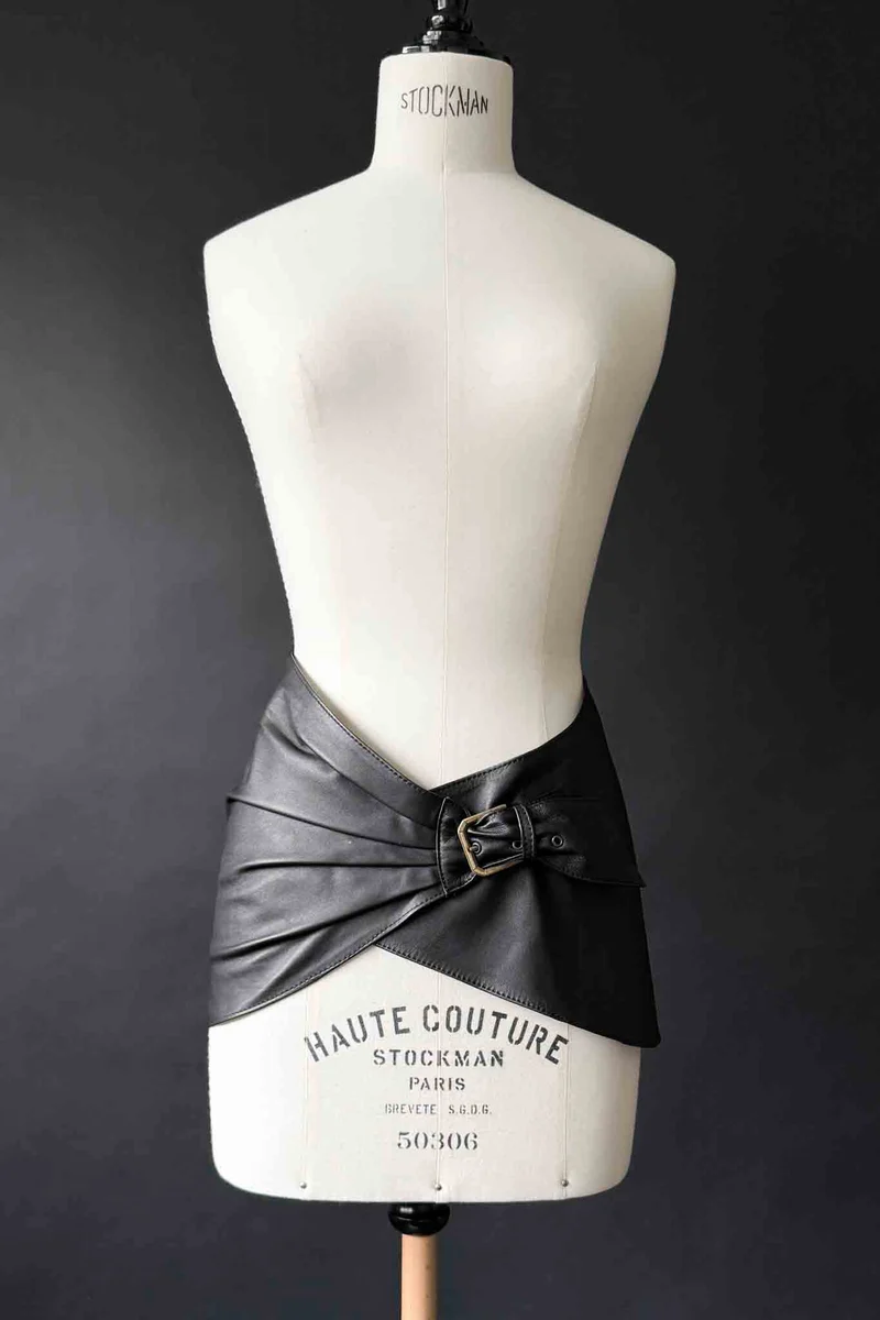 Vintage Gürtel Leder Schärpe, Schwarzes Echtleder