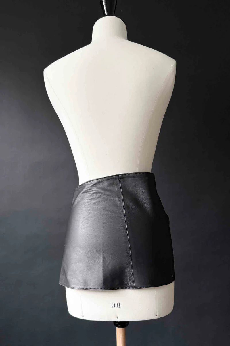 Vintage Gürtel Leder Schärpe, Schwarzes Echtleder