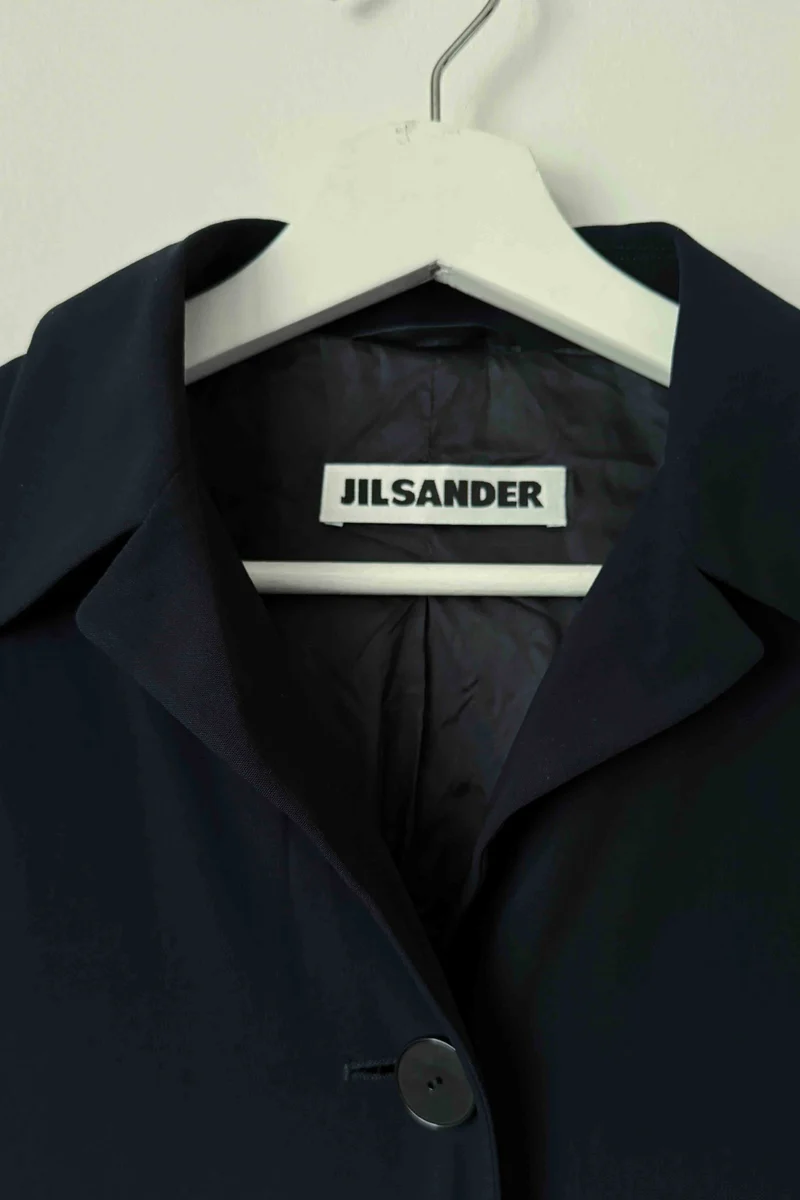 Vintage Jil Sander Mantel, Navy, S–M