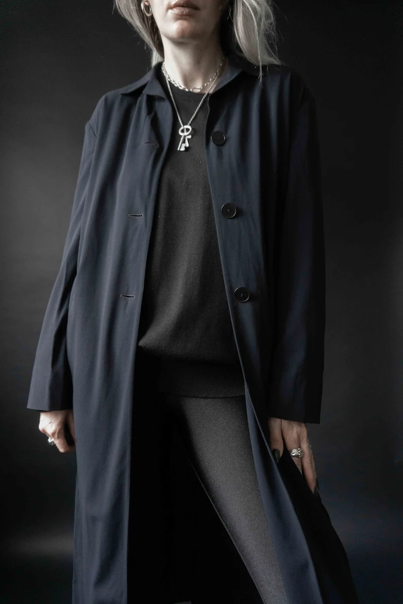 Vintage Jil Sander Mantel, Navy, S–M