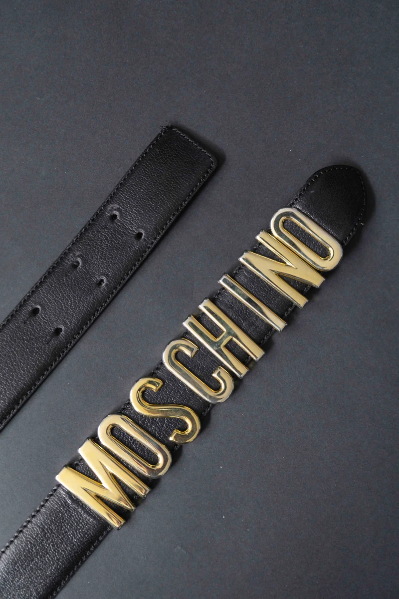 Vintage Moschino 80s Gürtel, genarbtes Leder, XS-S