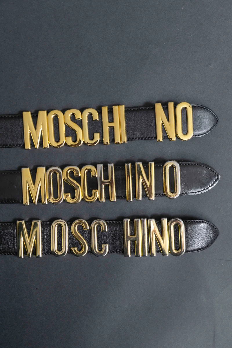 Vintage Moschino 80s Gürtel, genarbtes Leder, XS-S