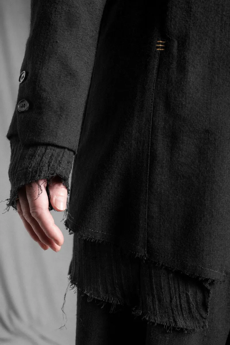eigensinnig wien | Camus | Asymmetrische schwarze Designer-Jacke für Damen aus italienischer Wolle von Faliero Sarti